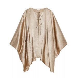 ZW Collection Satin Effect Cape Shirt- Gold color